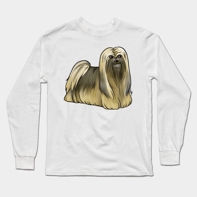 Dog - Lhasa Apso - Grizzle Long Sleeve T-Shirt by Jen's Dogs Custom Gifts and Designs